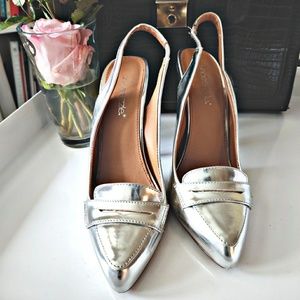 Metallic Penny Loafer Heel
